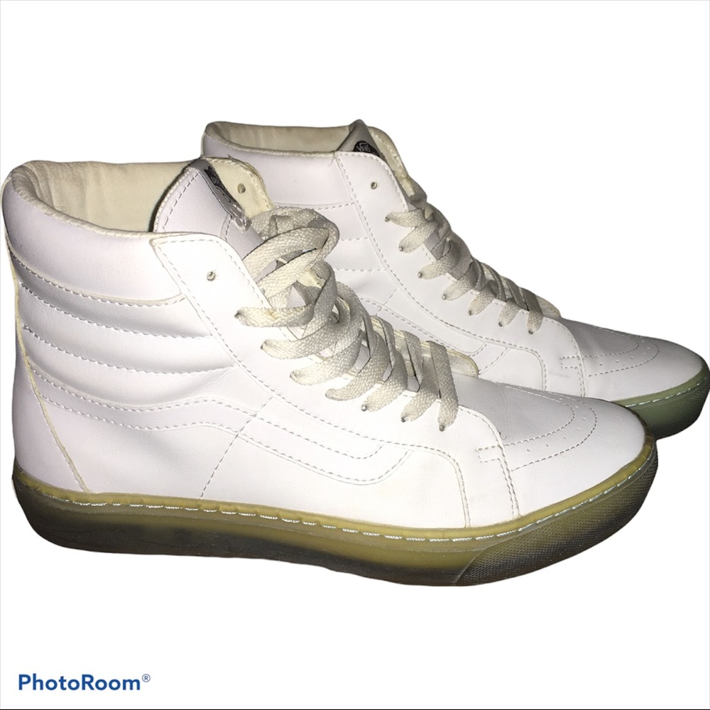 White Leather Vans _ High Top